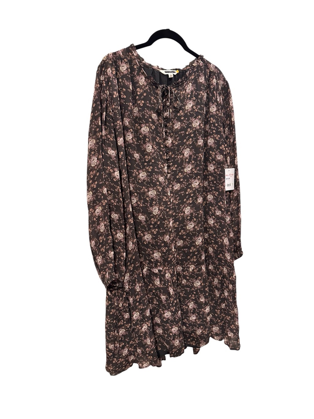 Lucky Brand Brown Floral Long Sleeve Peasant Dress - Picture 2 of 6
